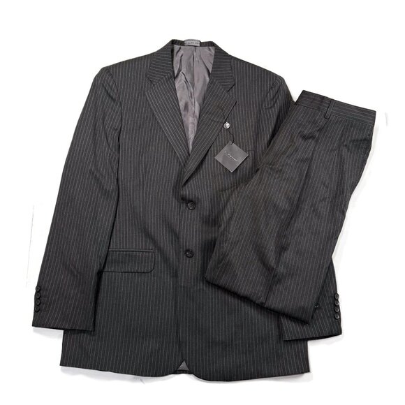 J Ferrar Mens 2-Piece Suit Mens 40L Jacket 32 x 32 Pants Wool NWT Modern Gray‎